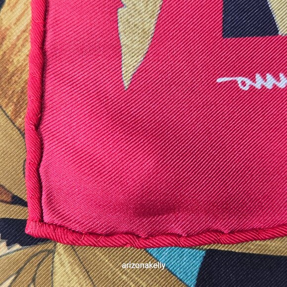 Salvatore Ferragamo Silk Scarf Big Cats Lion Tiger Fox Bird Leopard Floral - Picture 2 of 14